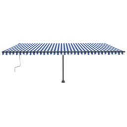 Berkfield Home Manual Retractable Awning with LED 600x300 cm Blue & White - thumbnail 3
