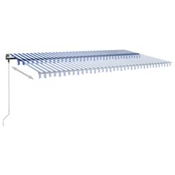 Berkfield Home Manual Retractable Awning with LED 600x300 cm Blue & White - thumbnail 5