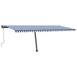 Berkfield Home Manual Retractable Awning with LED 600x300 cm Blue & White - thumbnail 2