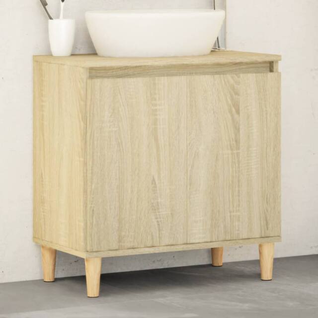 Berkfield Home Sink Cabinet Sonoma Oak 58x33x60 cm Engineered Wood in Light Oak - Size: 58 x 33 x 60 cm - image 1