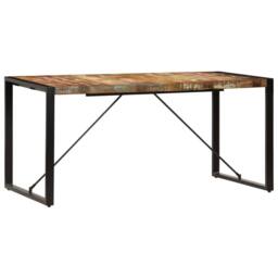 Berkfield Home Elegant Dining Table 160x80x75 cm Solid Reclaimed Wood - Size: 160 x 80 x 75 cm - thumbnail 3