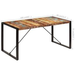 Berkfield Home Elegant Dining Table 160x80x75 cm Solid Reclaimed Wood - Size: 160 x 80 x 75 cm - thumbnail 8