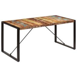 Berkfield Home Elegant Dining Table 160x80x75 cm Solid Reclaimed Wood - Size: 160 x 80 x 75 cm - thumbnail 2