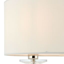 Loops Twin Light Table Lamp Bright Nickel & White Shade Crystal Trim Bedside Feature in Metallics - thumbnail 4