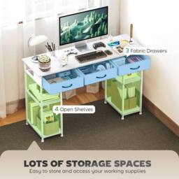 KORVIXA Computer Desk with Fabric Drawers in White - Size: 0.6m2 - thumbnail 3