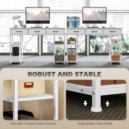 KORVIXA Computer Desk with Fabric Drawers in White - Size: 0.6m2 - thumbnail 4