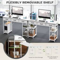 KORVIXA Computer Desk with Fabric Drawers in White - Size: 0.6m2 - thumbnail 5