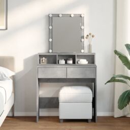 Berkfield Home Dressing Table with LED Concrete Grey 80x41x144.5 cm