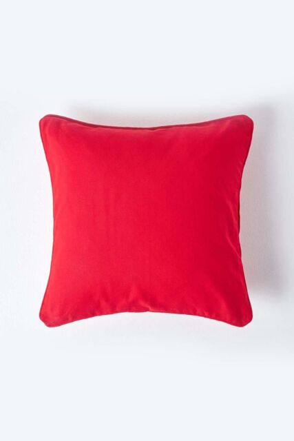 Homescapes Cotton Plain Cushion Cover in Red - Size: 60 cm x 60 cm - image 1