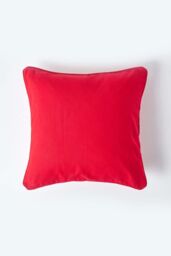 Homescapes Cotton Plain Cushion Cover in Red - Size: 60 cm x 60 cm - thumbnail 1