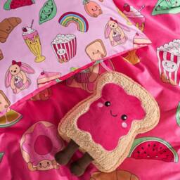 OHS Kids Sweetie Pies Reversible Bedding Set Duvet Cover with Pillowcase in Magenta - Size: Single - thumbnail 3