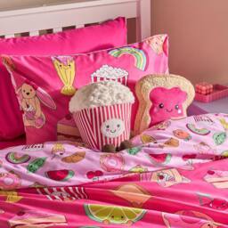 OHS Kids Sweetie Pies Reversible Bedding Set Duvet Cover with Pillowcase in Magenta - Size: Single - thumbnail 2