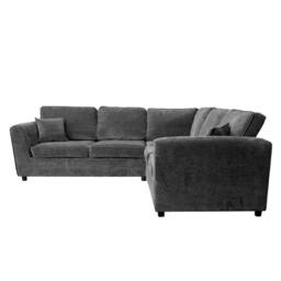 Furnishings For Less UK Ascot 5 Seater Corner Sofa Chenille Fabric Charcoal - thumbnail 2