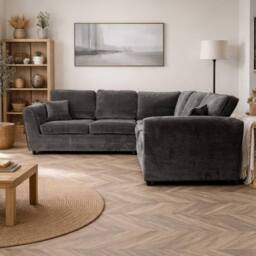 Furnishings For Less UK Ascot 5 Seater Corner Sofa Chenille Fabric Charcoal - thumbnail 6