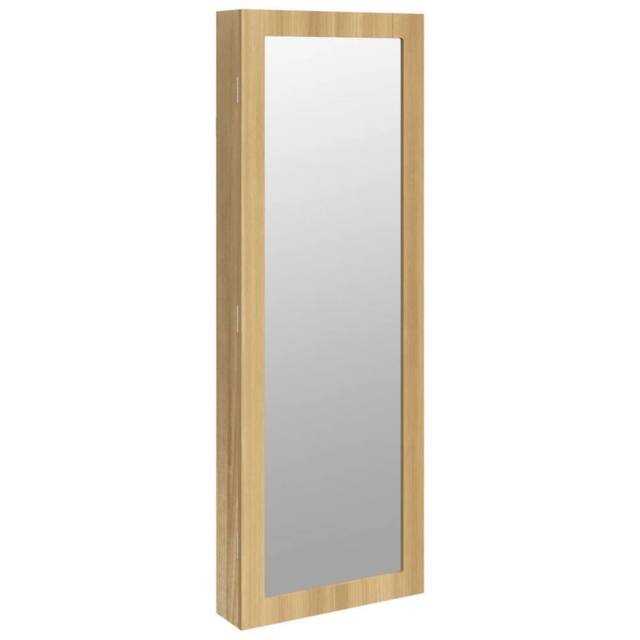 Berkfield Home Mirror Jewellery Cabinet Wall Mounted 37.5x10x106 cm in Light Tan - image 1