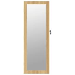 Berkfield Home Mirror Jewellery Cabinet Wall Mounted 37.5x10x106 cm in Light Tan - thumbnail 4
