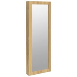 Berkfield Home Mirror Jewellery Cabinet Wall Mounted 37.5x10x106 cm in Light Tan