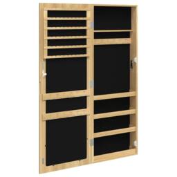 Berkfield Home Mirror Jewellery Cabinet Wall Mounted 37.5x10x106 cm in Light Tan - thumbnail 5