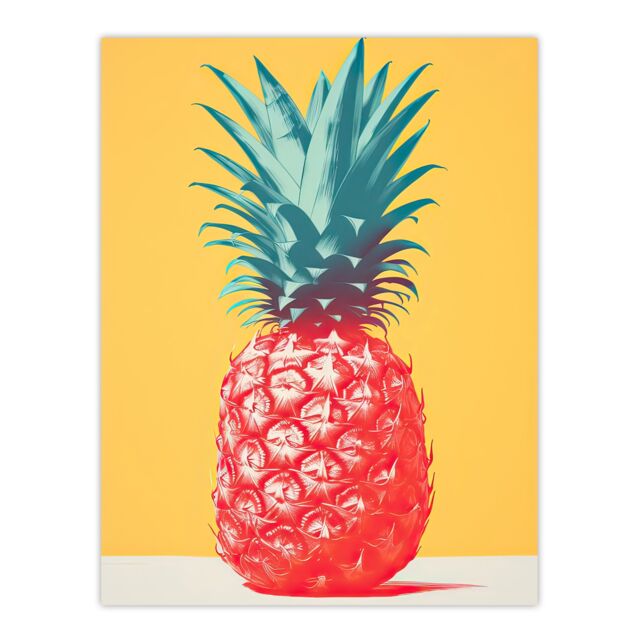 "Artery8 Wall Art Print Tropical Radiance Vibrant Pineapple Kitchen Artwork Pink Yellow Green Pop Art Poster - Size: W18"" x H24""" - image 1