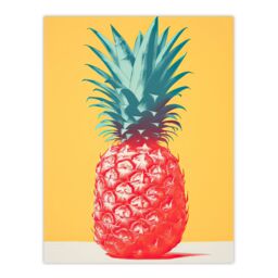 "Artery8 Wall Art Print Tropical Radiance Vibrant Pineapple Kitchen Artwork Pink Yellow Green Pop Art Poster - Size: W18"" x H24""" - thumbnail 1