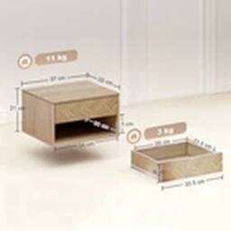EONLION Set of 2 Floating Nightstands with Drawer & Open Shelf in Natural - thumbnail 2