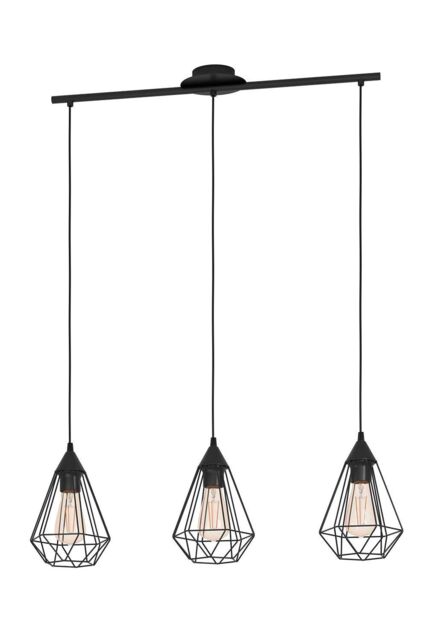Eglo Tarbes Black Steel Wireframe 3-Light Pendant - image 1