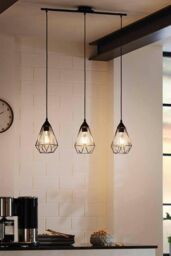 Eglo Tarbes Black Steel Wireframe 3-Light Pendant - thumbnail 2