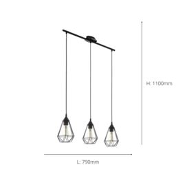 Eglo Tarbes Black Steel Wireframe 3-Light Pendant - thumbnail 3
