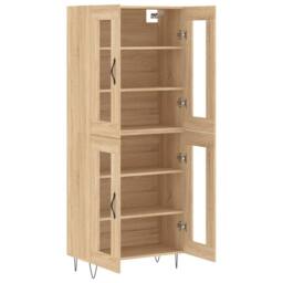 Berkfield Home Highboard Sonoma Oak 69.5x34x180 cm Engineered Wood in Light Tan - thumbnail 4