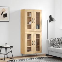 Berkfield Home Highboard Sonoma Oak 69.5x34x180 cm Engineered Wood in Light Tan - thumbnail 2