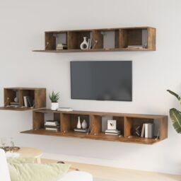 Berkfield Home 5 Piece TV Cabinet Set Smoked Oak Engineered Wood in Brown - thumbnail 3