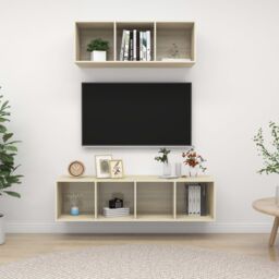 Berkfield Home 2 Piece TV Cabinet Set Sonoma Oak Engineered Wood in Brown - thumbnail 1