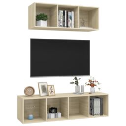 Berkfield Home 2 Piece TV Cabinet Set Sonoma Oak Engineered Wood in Brown - thumbnail 3
