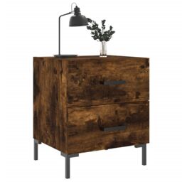 Berkfield Home Bedside Cabinet Smoked Oak 40x35x47.5 cm Engineered Wood in Brown - thumbnail 3