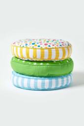 Homescapes Multi Polka Dots & Yellow Stripes Round Floor Cushion - thumbnail 6