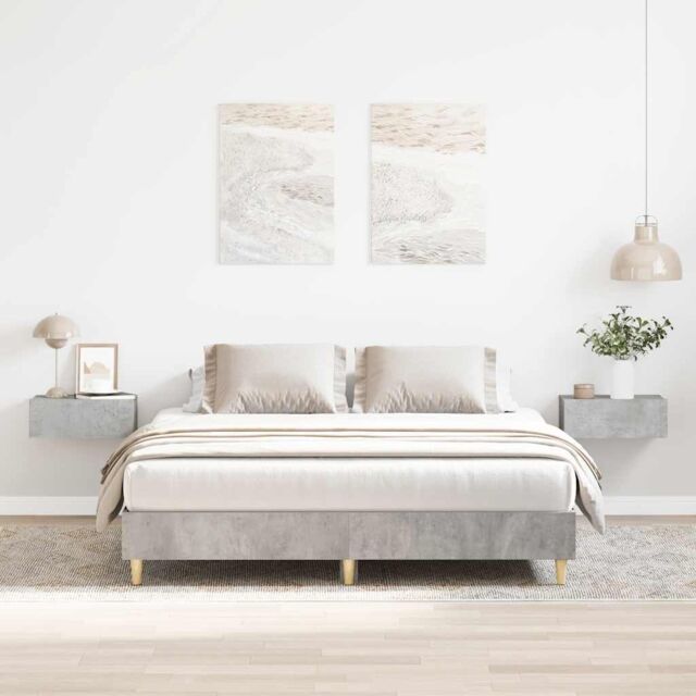 Berkfield Home Bed Frame No Mattress Concrete Grey 140x200 cm Engineered Wood - image 1