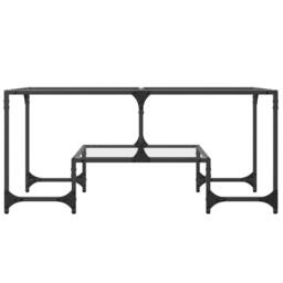 Berkfield Home Modern Coffee Table with Transparent Glass Top 98.5x50x45 cm Steel - thumbnail 4