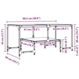 Berkfield Home Modern Coffee Table with Transparent Glass Top 98.5x50x45 cm Steel - thumbnail 9