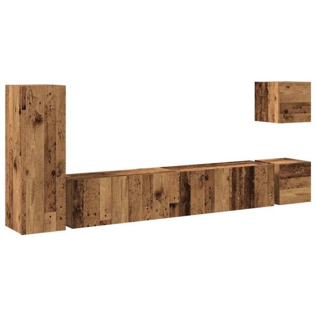 Berkfield Home 5 Piece TV Cabinet Set Wall-mounted Old Wood Engineered Wood - image 1