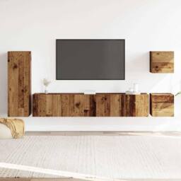 Berkfield Home 5 Piece TV Cabinet Set Wall-mounted Old Wood Engineered Wood - thumbnail 3