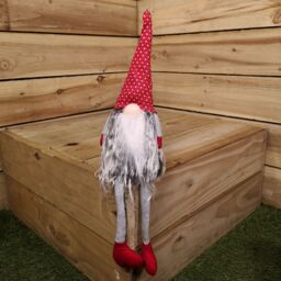 Samuel Alexander 54cm Grey Haired Christmas Gonk with Dangly Legs in Dotted Hat in Red - thumbnail 3