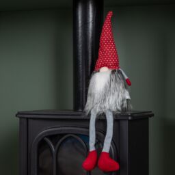 Samuel Alexander 54cm Grey Haired Christmas Gonk with Dangly Legs in Dotted Hat in Red - thumbnail 8