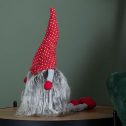 Samuel Alexander 54cm Grey Haired Christmas Gonk with Dangly Legs in Dotted Hat in Red - thumbnail 7