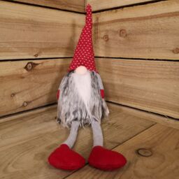 Samuel Alexander 54cm Grey Haired Christmas Gonk with Dangly Legs in Dotted Hat in Red - thumbnail 4