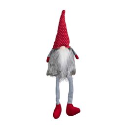 Samuel Alexander 54cm Grey Haired Christmas Gonk with Dangly Legs in Dotted Hat in Red - thumbnail 9