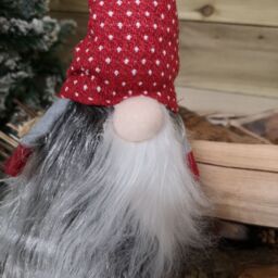 Samuel Alexander 54cm Grey Haired Christmas Gonk with Dangly Legs in Dotted Hat in Red - thumbnail 2