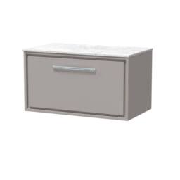 Balterley 800mm Wall Hung Single Drawer Vanity with Marble Worktop - Pebble Grey