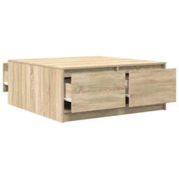 Berkfield Home Coffee Table with Drawers Sonoma Oak 100x100x40 cm in Light Tan - Size: 100 x 100 x 40 cm - thumbnail 5