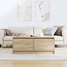 Berkfield Home Coffee Table with Drawers Sonoma Oak 100x100x40 cm in Light Tan - Size: 100 x 100 x 40 cm - thumbnail 3