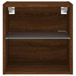 Berkfield Home Bedside Cabinets with LED Lights Wall-mounted 2 pcs Brown Oak - thumbnail 9